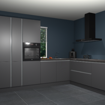 Onyxgrijze greeploze keuken India 41980