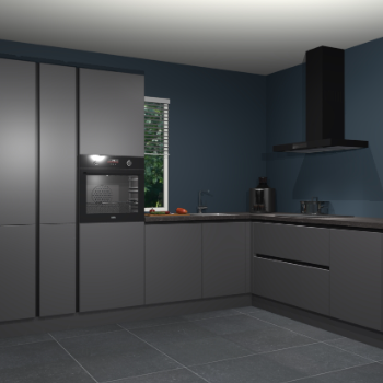 Onyxgrijze greeploze keuken India 41983