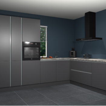 Onyxgrijze greeploze keuken India 41986