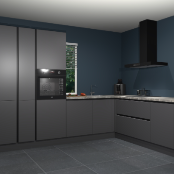 Onyxgrijze greeploze keuken India 41989