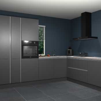 Onyxgrijze greeploze keuken India 41992