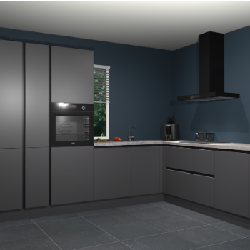 Onyxgrijze greeploze keuken India 41995