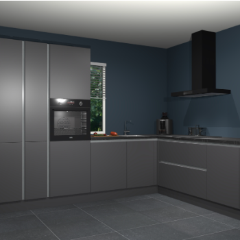 Onyxgrijze greeploze keuken India 41998