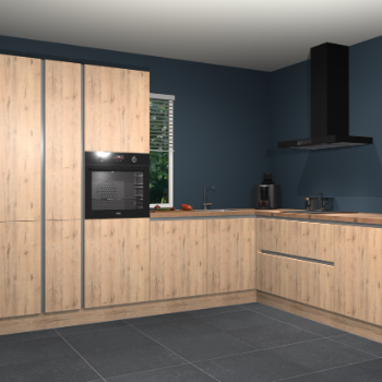 Madera natuur greeploze keuken India 42005