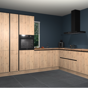 Madera natuur greeploze keuken India 42008