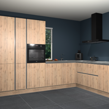 Madera natuur greeploze keuken India 42011