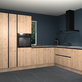 Madera natuur greeploze keuken India 42014