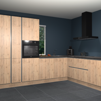 Madera natuur greeploze keuken India 42017