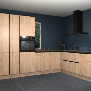 Madera natuur greeploze keuken India 42020