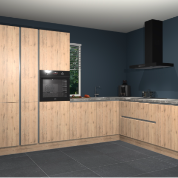 Madera natuur greeploze keuken India 42023