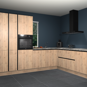 Madera natuur greeploze keuken India 42026