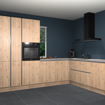 Madera natuur greeploze keuken India 42029