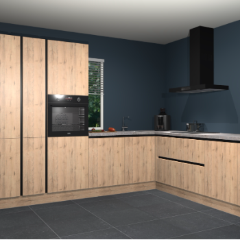 Madera natuur greeploze keuken India 42032