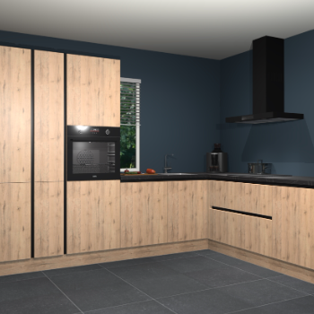 Madera natuur greeploze keuken India 42038