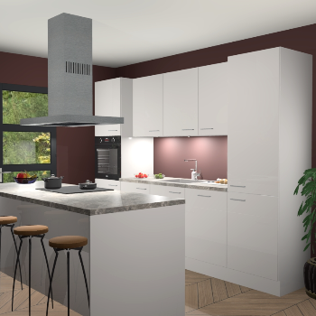 Zijdegrijze hoogglans keuken Lima 24908