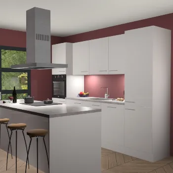 Zijdegrijze hoogglans keuken Lima 24913