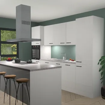 Zijdegrijze hoogglans keuken Lima 24915