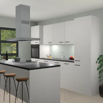 Zijdegrijze hoogglans keuken Lima 24921