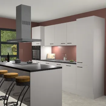 Zijdegrijze hoogglans keuken Lima 24922
