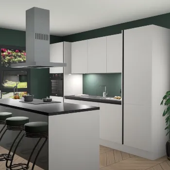 Greeploze zijdegrijze hoogglans keuken Lima 24925
