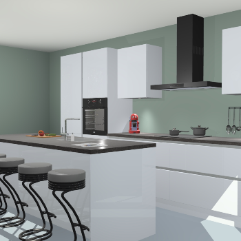 Witte hoogglans greeploze keuken Pesjawar 42564