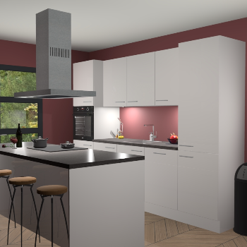 Zijdegrijze hoogglans keuken Lima 24863