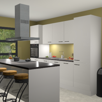 Zijdegrijze hoogglans keuken Lima 24866