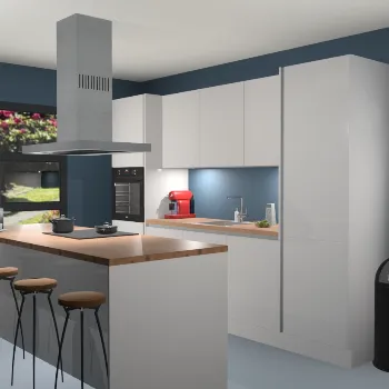 Greeploze zijdegrijze hoogglans keuken Lima 24930