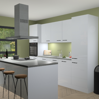 Sneeuwwitte hoogglans keuken Lima 25029
