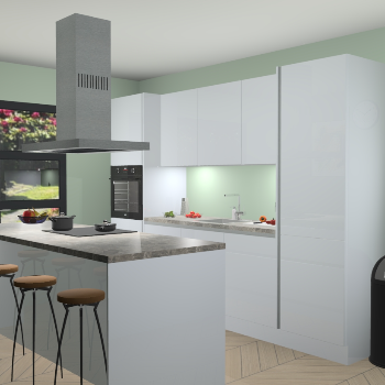 Greeploze sneeuwwitte hoogglans keuken Lima 25064