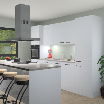 Sneeuwwitte hoogglans keuken Lima 25070