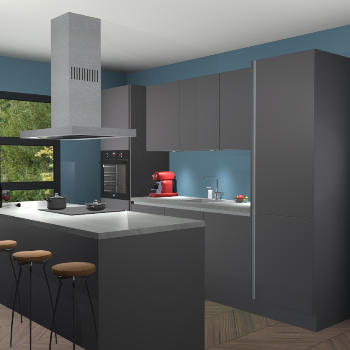 Greeploze Onyxgrijze keuken Lima 25043