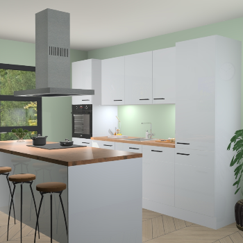 Sneeuwwitte hoogglans keuken Lima 25081