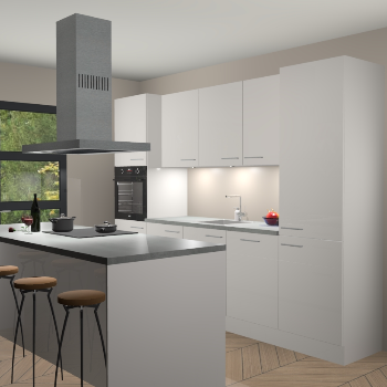 Zijdegrijze hoogglans keuken Lima 24808