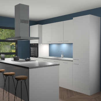 Zijdegrijze hoogglans keuken Lima 24810
