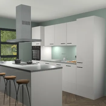 Zijdegrijze hoogglans keuken Lima 24811