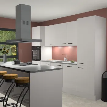 Zijdegrijze hoogglans keuken Lima 24812