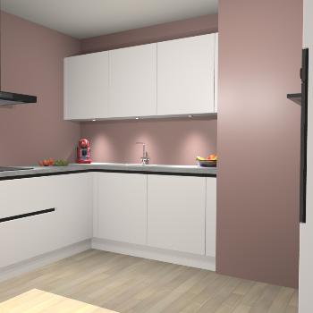 Zijdegrijze greeploze keuken Noorwegen 47414