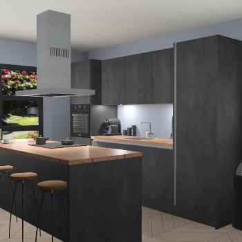Greeploze beton zwarte keuken Lima 25685