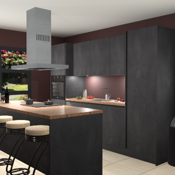 Greeploze beton zwarte keuken Lima 25686