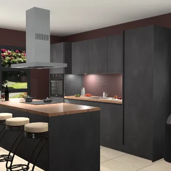 Greeploze beton zwarte keuken Lima 25686