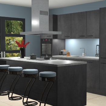 Beton zwarte keuken Lima 25693