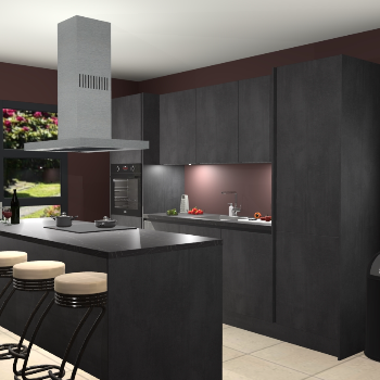 Greeploze beton zwarte keuken Lima 25720