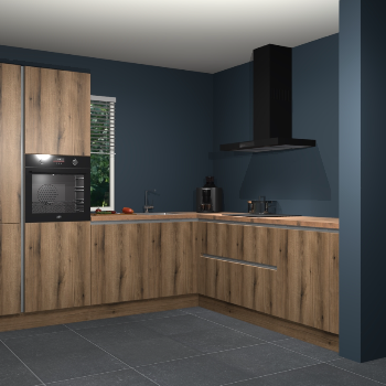 Goud eiken greeploze keuken India 42257