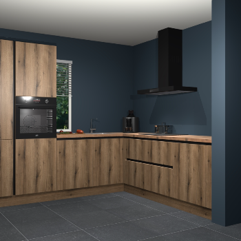 Goud eiken greeploze keuken India 42260