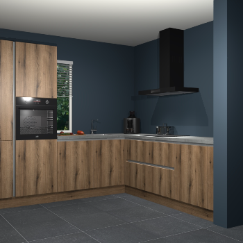 Goud eiken greeploze keuken India 42263