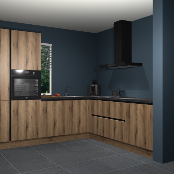 Goud eiken greeploze keuken India 42290