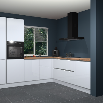 Sneeuwwitte hoogglans greeploze keuken India 42335