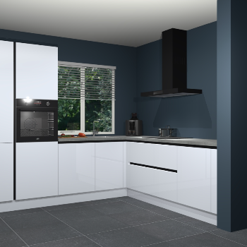 Sneeuwwitte hoogglans greeploze keuken India 42345