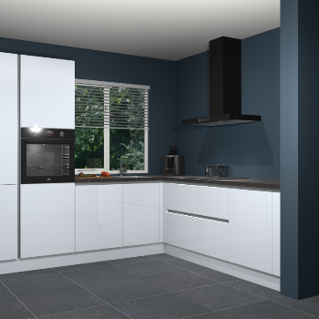 Sneeuwwitte hoogglans greeploze keuken India 42348